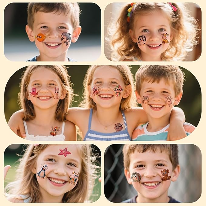 Animals Temporary Tattoos for Kids, 160Pcs Larger Tattoos Mixed Cute Animals Stickers, Party Favors Goodie Bag Stuffers Gifts Christmas Birthday