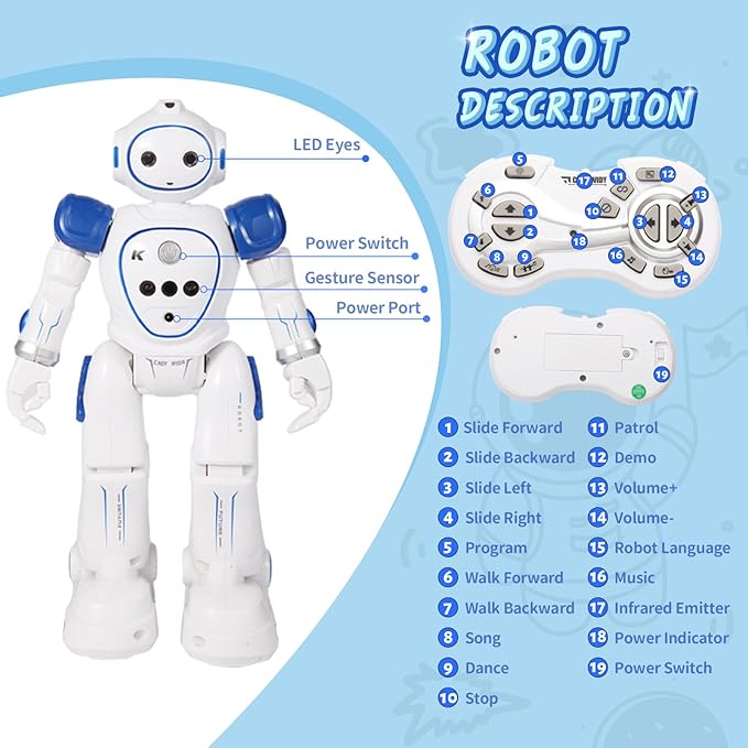 Robots Toy for Kids with Wireless Remote Control and Gesture Sensing, Programmable Walking Singing and Dancing Robots, Birthday Gifts for Kids Aged 3 4 5 6 7 8 9 Year Old