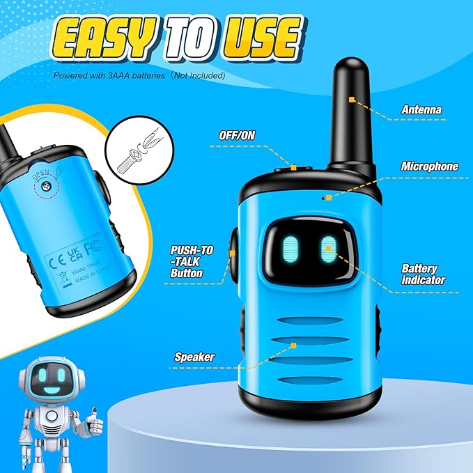 Kids Walkie Talkies Toys for Boys: comedyfun Mini Robots Walkies Talkies 2 Pack Boys Toy for 3 4 5 6 7 8 Year Old Camping Outdoor Games Christmas Birthday Gifts Age 4 5 6 7 8 Year Old Stocking Stuffer