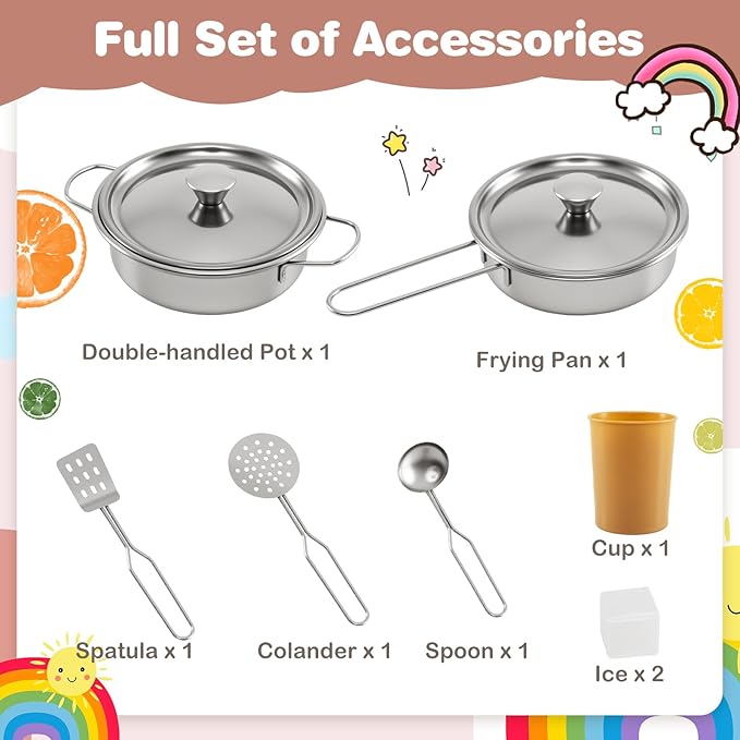 HONEY JOY Corner Play Kitchen, Large Wooden Pretend Toy Kitchen Set w/Lights, Ice & Coffee Maker, Range Hood, Chalkboard, Microwave, Cookware, Little Chef Kids Kitchen Playset for Toddlers (Pink)