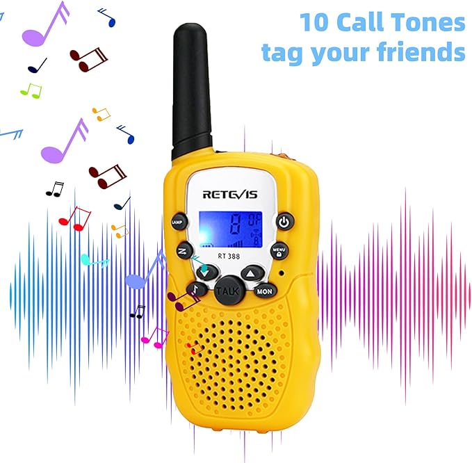 Retevis RT388 Kids Walkie Talkies,Toys Gifts for 6-12 Year Old Girls Boys,Long Range Toy Walkie Talkie,Birthday Gifts Outdoor Camping(Yellow 1 Pair)