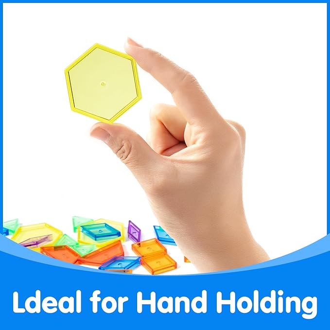 140 Pcs Translucent Pattern Blocks - Educational Light Table Manipulatives and Accessories - Fun and Engaging Geometric Shapes
