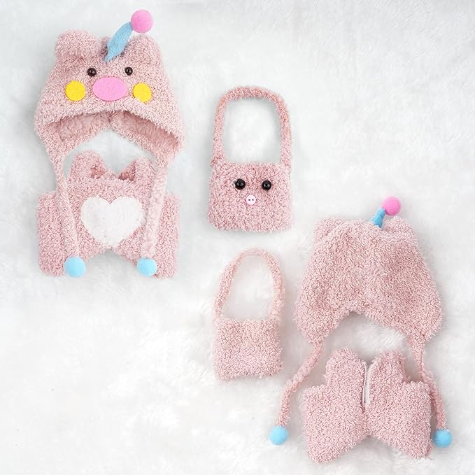 17cm Doll Clothes Set-Adorable Outfits for Dolls-Stylish Accessaries Clothes Dress-Up-Replaceable Clothing Collections, Includes Hat, Top, Skirt(Pink-Style C)