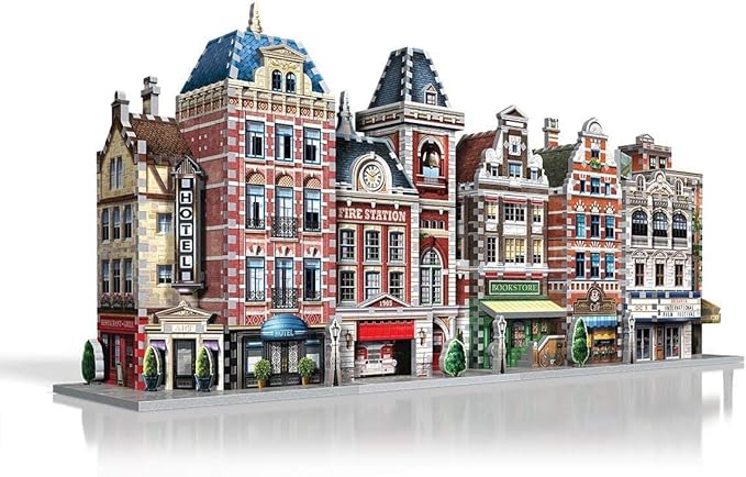 Wrebbit3D Café 3D Puzzle | Urbania Collection | 285 Jigsaw Puzzle Pieces | Charming and Unique Streetscape of a Small Town
