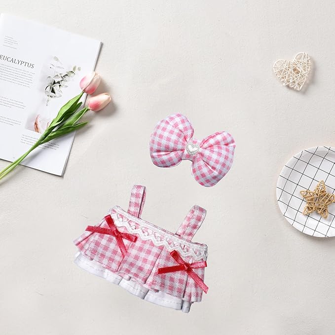 17cm Doll Clothes Dress Hairpin Accessories Outfits (NO Doll)(Colorful Dress + Hairpin)