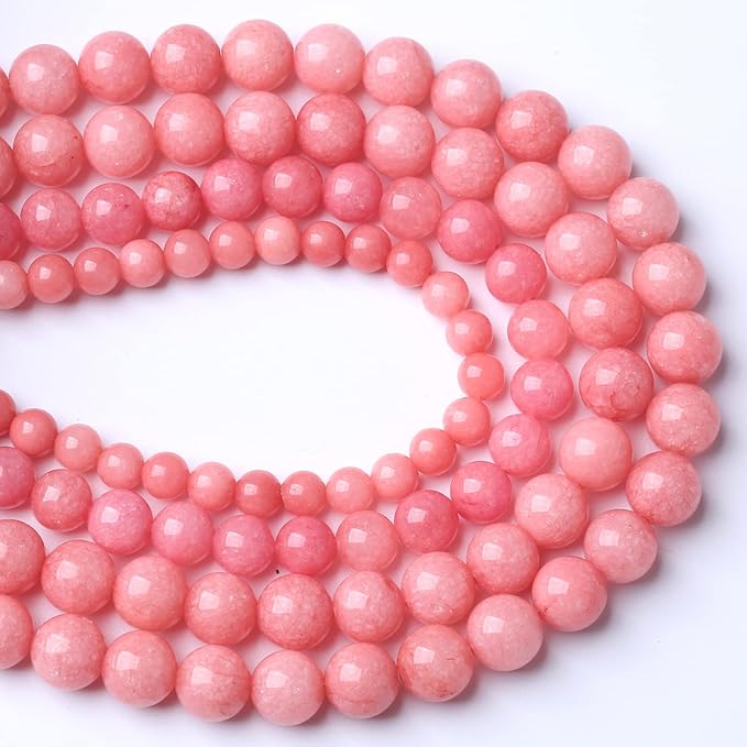 10MM 36PCS Natural Stone Pink Jade Beads Rhodochrosite Chalcedony Beads for Jewelry Making DIY Bracelet 1 Strand