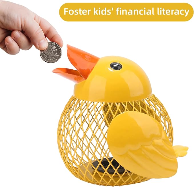 5 inches Coin Jar Duck Piggy Bank, Saving Box Metal Money Organizer,Kid's Coin Bank Hand Made,Anti-Rust Coin Piggy Bank for Kids and Adults,Money Container for Girl and Boy