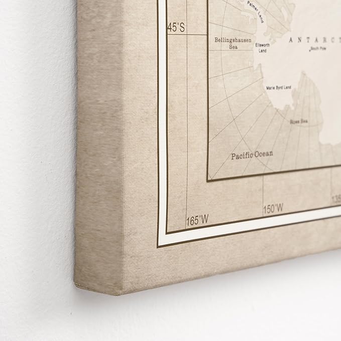 Canvas World Map with Cork Pin Board - English Lettering - Decorative Wall Decoration for All Rooms - Canvas Pictures with World Map Motif (90x60 cm, Pattern 2)