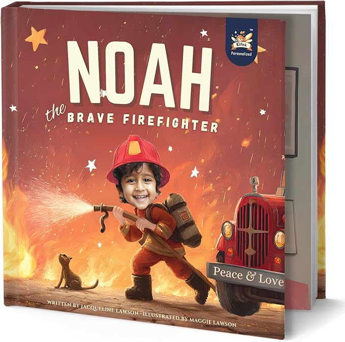 ELFINK Personalized Children Story Books - The Brave Firefighter - Customized Name & Photo - Baby Gifts - Children Bedtime Story (Soft Cover)