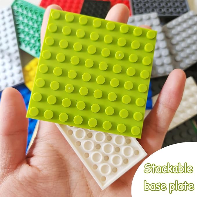 130 Pieces Classic Building Plate, 3 Color with 11 Size Baseplate, Base Plates Compatible with Lego Parts and Pieces, Building Bricks, for Most Brands (Dark Grey, Light Grey, Brown)