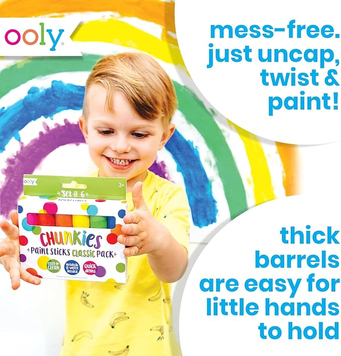 Ooly Chunkies 6 Metallic Paint Sticks For Kids, Tempera Paint Sticks Metallic Colors Set, No Mess Quick Drying Art Supplies for Toddlers and Kids