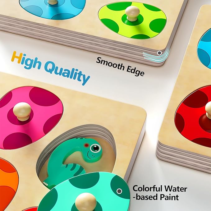 Montessori Toys for 1 Year Old Boys Girls Gifts: Wooden Shape Sorter & Color Match Baby Puzzles 12-18 Months - Dinosaur Matching Eggs Peg Puzzle for 1 2 Year Old Toddler Learning Activities
