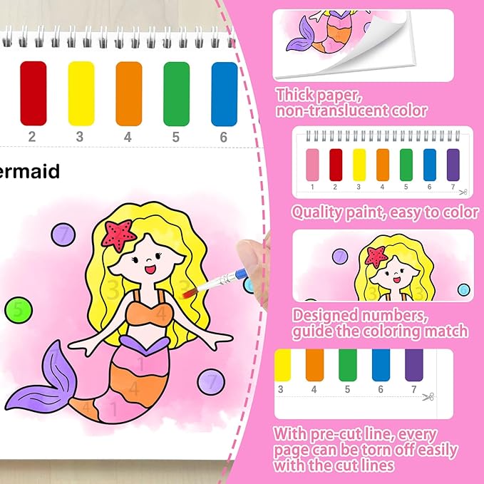 Paint with Water Coloring Books for Toddlers,Mess Free Watercolor Painting Sets for Kids,Water Color Paint Kit,Art Craft Birthday Gift for Ages 1-3, 4-8(Sea World)