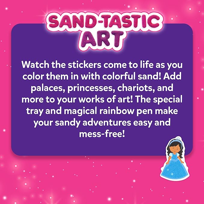 Skillmatics Sand Art Activity - Mess-Controlled DIY Unicorn & Princess Craft Kit with 50+ Colorful Stickers, Creative & Fun Hands-On Activity, Christmas Gifts for Ages 4, 5, 6, 7, 8, 9, 10