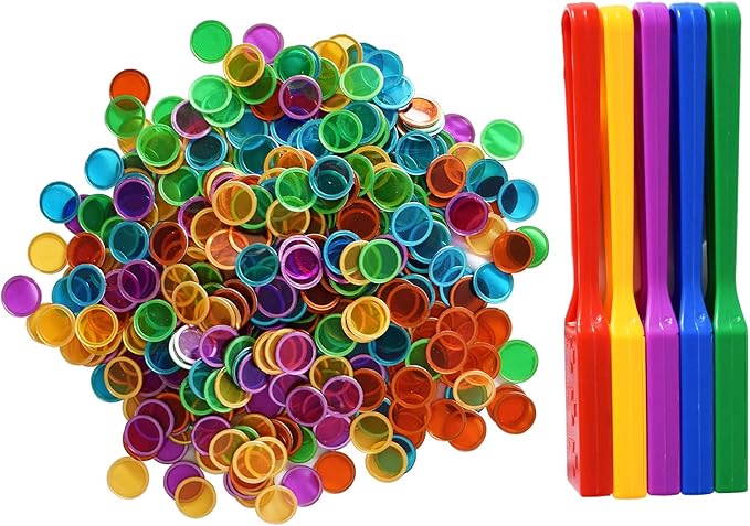 Yuanhe Magnetic Bingo Chips Set - 5 Colors Magnetic Wands with 500 Metal Chips for Counting and Sorting, Educational Activities