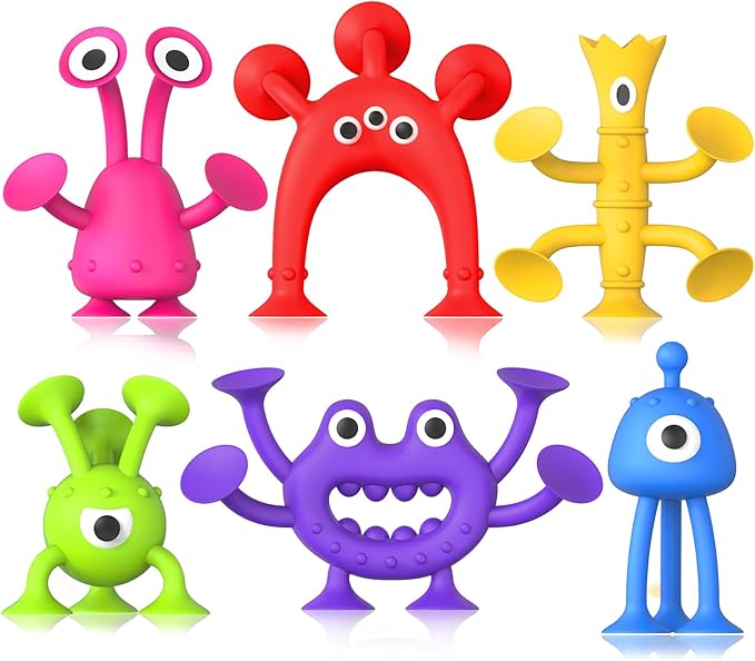 Baby Bath Toys Suction Toy: No Hole Bath Toy for Baby Toddlers - Kids Mini Sensory Fidget Suction Cup Toys for Boys Girls - Window Building Toy Gifts Christmas Stocking Stuffers for Kids (Ages 3+)