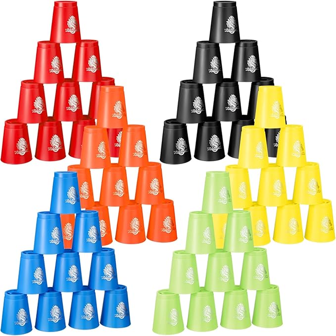 Libima 72 Pcs Sports Stacking Cups Set Stack Cup Party Game Classic Speed Training Game for Adult Family Party Challenge Competition Travel Gift, 6 Colors