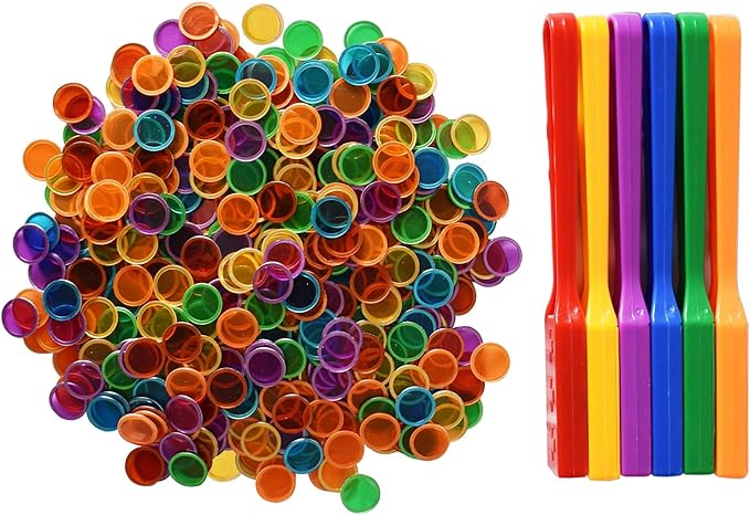Yuanhe Magnetic Bingo Chips Set - 6 Colors Magnetic Wands with 600 Metal Chips for Counting and Sorting, Educational Activities