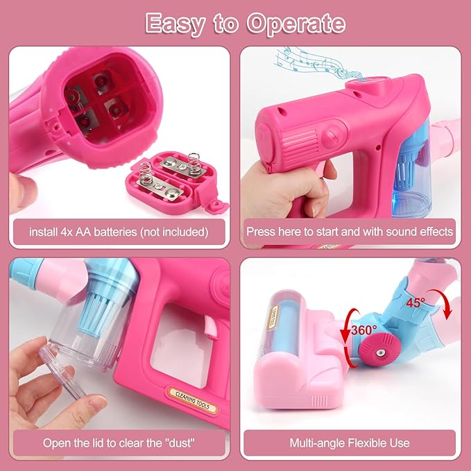 Kids Vacuum Cleaner Toy for Toddlers - Toy Vacuum Set Pretend Role Play Household Toys with Sound Effects for Age 3+ Boys Girls Learning Toys Birthday