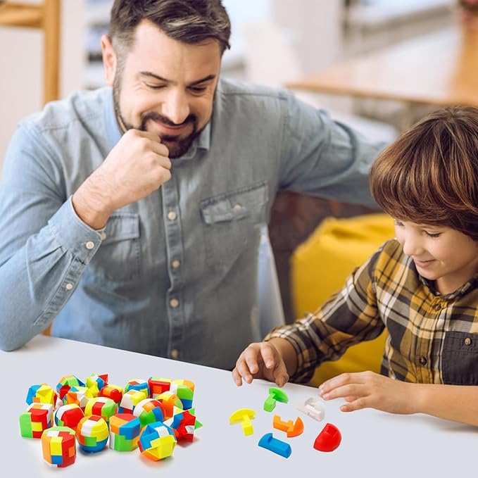 Bbiamsleep 20 Pcs Brain Teasers Puzzle Game Plastic Original 3D Sphere Puzzle Magic Ball Brain Teaser Puzzles Chain and sturdy Intelligence Game Puzzles for Boys and Girls Educational