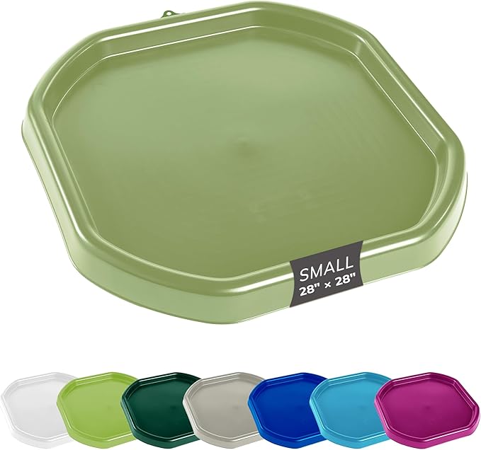 MEKA Tuff Tray for Sensory Play, Sensory Tray for Kids, Toddler Water Table, Tuff Spot Sensory Bin for Toddlers (Olive Green, Small (28" x 28"))