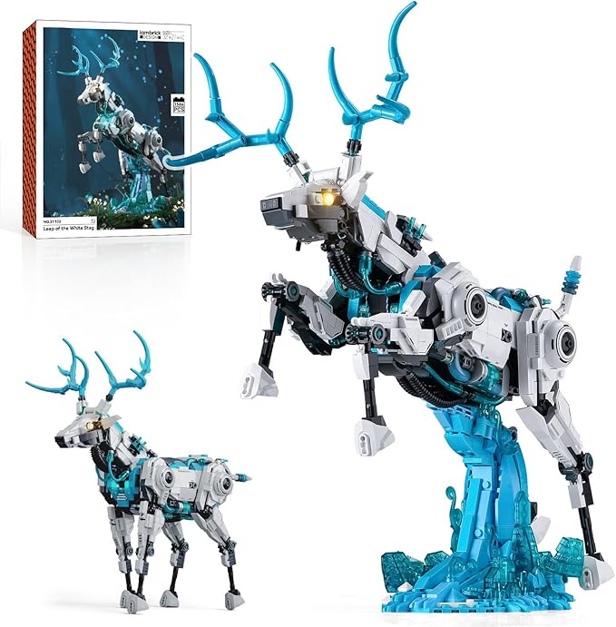 BNG Mechanical Deer Building Sets for Adult,Animal Collection Toy with Base for Home or Office Decor,Creative Building Gift for Teens Boys and Girls 8-14 (1566PCS)