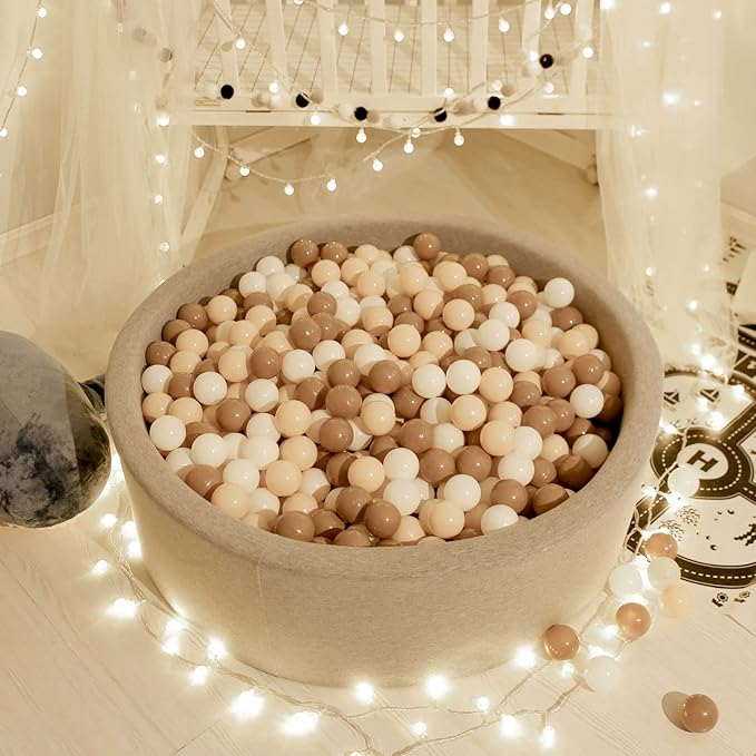 GOGOSO Ball Pit Balls for Toddlers Phthalate-Free BPA-Free Non-Toxic Crush Proof Soft Plastic Play Balls Baby Kids Shape Tent Pool Playhouse Playpen Party Decor,Coffee Brown Beige,100PCS