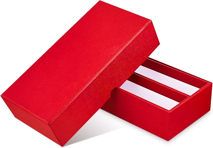 Henoyso 1 Pc Double Row Coin Box Holders for Collectors Storage Supplies Collecting Coin Cases, 9 x 2 x 2 Inch About Half Box Cases (Red)