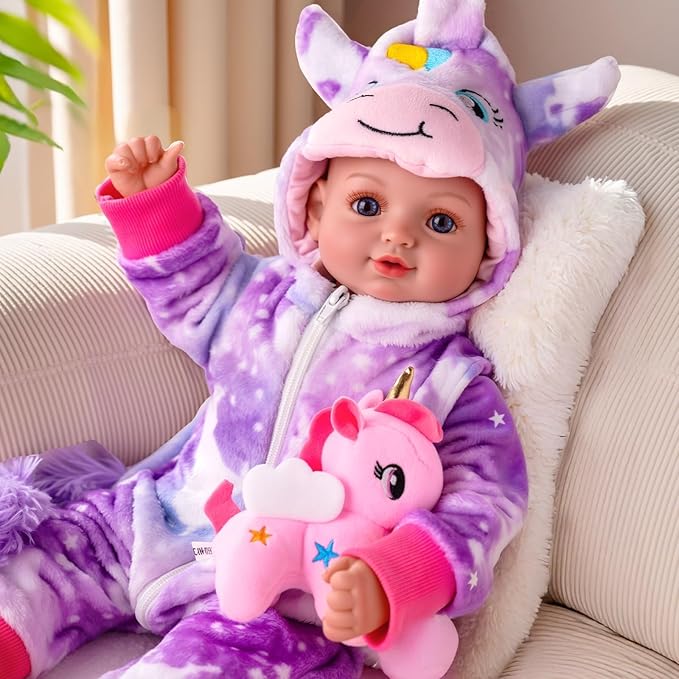 BABESIDE Baby Doll Girl - 15-Inch Realistic Baby Doll with Blue Eyes, Soft Body in Unicorn Outfit Life Like Baby Dolls That Look Real for 3 4 5 6 7 8 9 Years Girl, Birthday Gift and Pretend Play