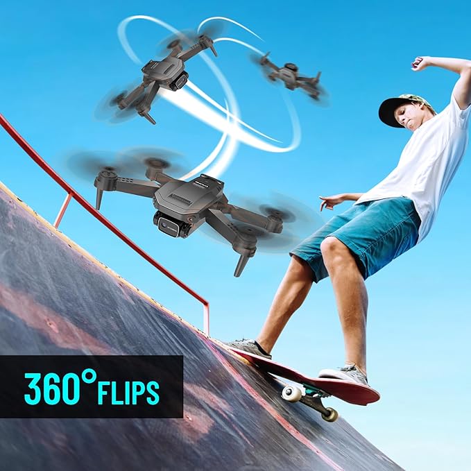 Drone with Camera for Adults Kids, 1080P HD FPV Foldable RC Quadcopter with Upgrade Altitude Hold, One-Key Take Off/Landing, Gesture Control, 90° Adjustable Lens, Headless Mode, 2 Batteries, Carrying Case, 3D Flip
