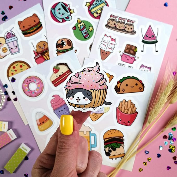 BulbaCraft Kawaii Food Stickers, Teens and Adults – Cute Food Stickers for Laptops and Water Bottles – Anime Decals - Kawaii Vinyl Decals for Journaling, Gifts for Women & Men