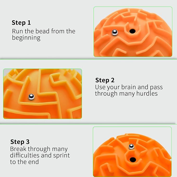 YongnKids Amaze 3D Memory Sequential Maze Ball Puzzle Toy Gifts for Kids Adults - Challenges Game Lover Tiny Balls Brain Teasers Game (Orange)