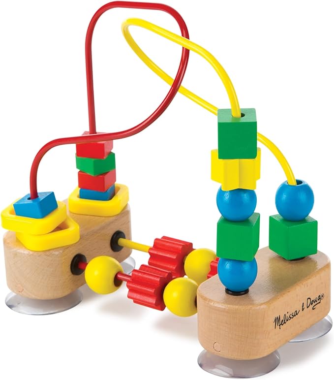 Melissa & Doug First Bead Maze - Wooden Educational Baby Toy with Suction Cups, for Floor, High Chair or Toddler Table, Toddler Toys for Girls & Boys Ages 1+