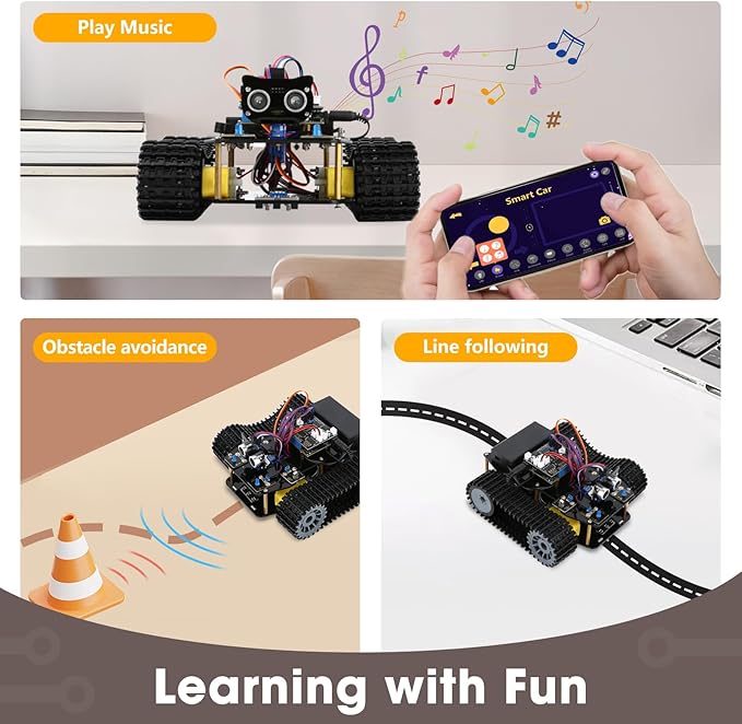 ACEBOTT Robot Kit, Robotics for Kids Ages 8-12, STEM Toys for Boys with Remote & App Control, Arduino & Scratch Compatible, Science Kits for Kids Age 8-12, Gift for Boys & Girls (Smart Robot Tank Car)