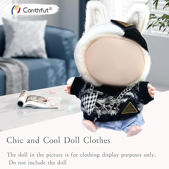 Doll Clothes,17cm/15cm Dolls Outfit Set,Accessories for Doll,Stylish Clothes Set Dress Up (No Doll)(Black)