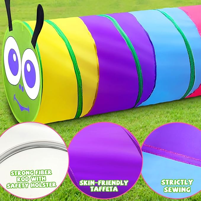 Kids Play Tunnel for Toddlers 1-3, 6 Foot Baby with 2 Mesh Sides Pop Up Crawling Toys 1 3 4 Year Old Girl Boy Birthday Gift, Indoor Outdoor Toddler Children or Dog