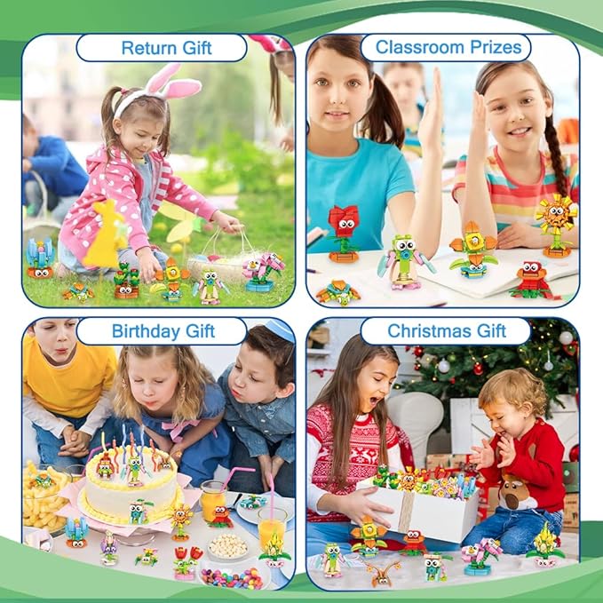36 Pack Party Favors Building Blocks for Kids,Flowers Bouquets Building Toys DIY Unique Bricks Mini Animals Toys for Boys Girls Goodie Bags Stocking Stuffers Holiday Birthday Gifts Classroom Prizes