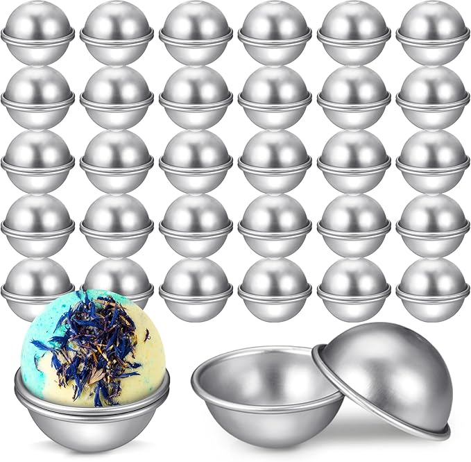 Patelai 32 Pcs 6 Cm/ 2.4 Inch Diameter DIY Metal Bath Bomb Crafting Mould Bath Bomb Making Supplies for Crafts Making