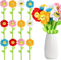18 Pcs Plush Smile Flower Stuffed Bendable Stems Plush Bouquet Toy Soft Floral 12.6 Inch for Graduation 2025 Mother's Day Valentines Day Girl Girlfriend Wife Family and Friends(Elegant Style)