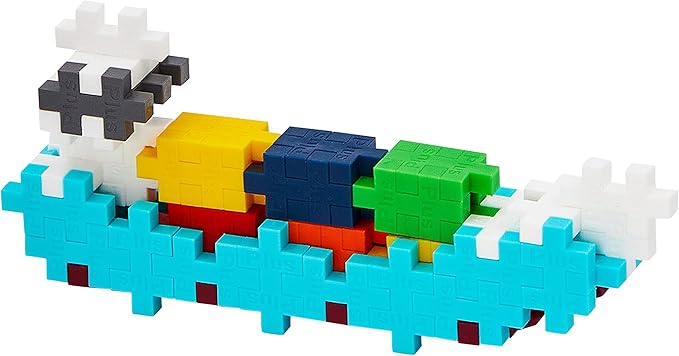PLUS PLUS Vehicle Building Block Kit, 3D Puzzle Stem Toy for Kids, 70 Interlocking Pieces - Container Ship Mini Maker Tube