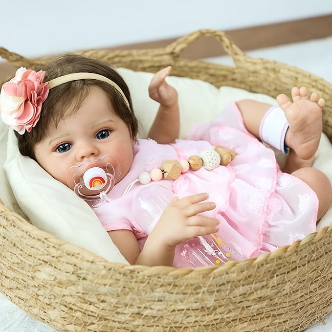SCOM Lifelike Reborn Baby Dolls - 20 Inch Realistic-Newborn Baby Doll Girl Real Life Baby Dolls with Soft Weighted Body, Poseable Real Baby Reborn Gift Toy for 3+ Years Old Kids