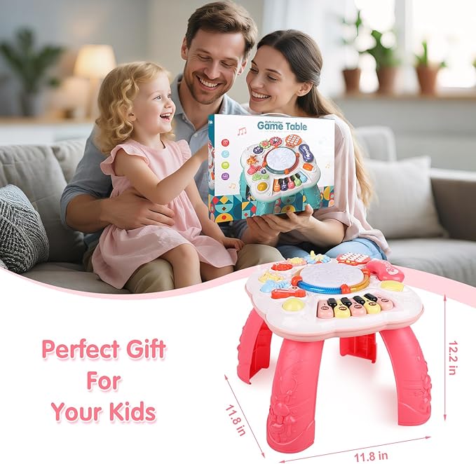 Baby Toy- Engaging Baby Activity Center for 6 12 18 Months Old- Safe, Sturdy, and Fun (11.8 x 11.8 x 12.2 inches), (Pink)