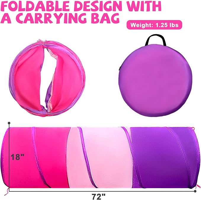 Kids Play Tunnel for Toddlers 1-3, Baby Crawling Toys for 1 2 3 4 Year Old Girl Boy Birthday Gift, 6 Foot Pop Up Tunnel, Indoor Outdoor Toddler Toys for Infant Children or Dog
