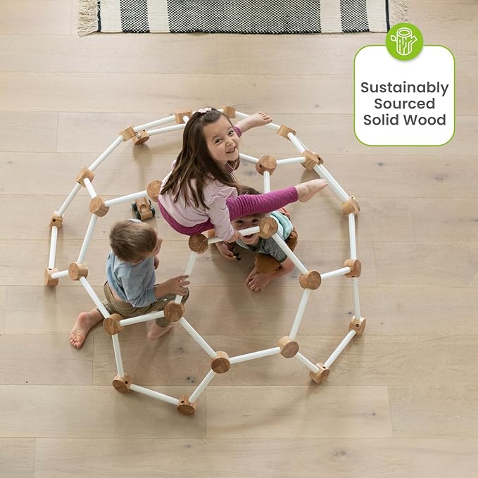 Little Partners Indoor Climbing Gym Active Play Equipment, Solid Wood Montessori Space Dome Climber for Toddlers 2-6 Years, Maximum 100 lb. Capacity, Large