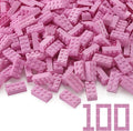 Feleph 100pcs 2x4 Bricks Bright Pink Pieces Parts Classic Building kit Play Set Basic Blocks Toy Compatible with 3001 Major Brands