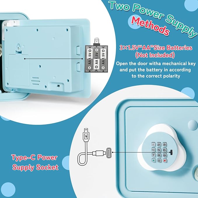 Piggy Bank Electronic Mini ATM for Kids Baby Toy, Safe Coin Banks Money Saving Box Password Code Lock for Children,Boys Girls Best Gift (Blue)