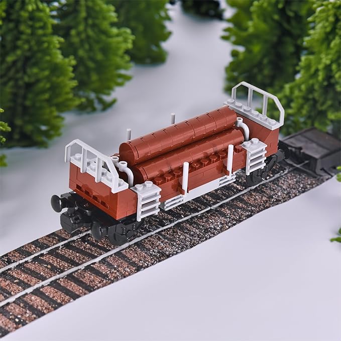 6IN1 City Freight Train Car Building Set, DIY Cargo Train Toys for Teens and Adults, Compatible with Lego 630 Building Accessory, M8001
