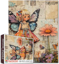 Tucocoo 1000 Pieces Puzzles for Adults Butterfly Little Girl Jigsaw Puzzle Retro Vintage Banksy Art Puzzles for Challenging Family Educational Activity Game DIY Crafts Puzzle Wall Decor Gifts