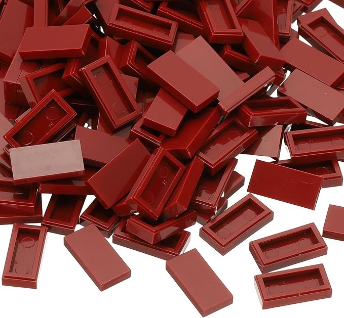 PATIKIL 555 Pcs Flat Blocks Bulk, 1x2 Square Persimmon Red Classic Tiles Smooth Surface Mini Building Blocks Accessories Compatible Bricks Kits for Building Floor Walls Mosaic Pixel Arts