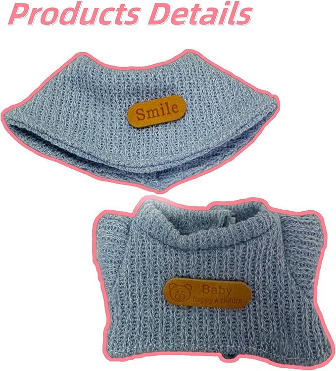 Doll Clothes for 17cm Figures, Cute Blue Handmade Knitted Sweater Suit